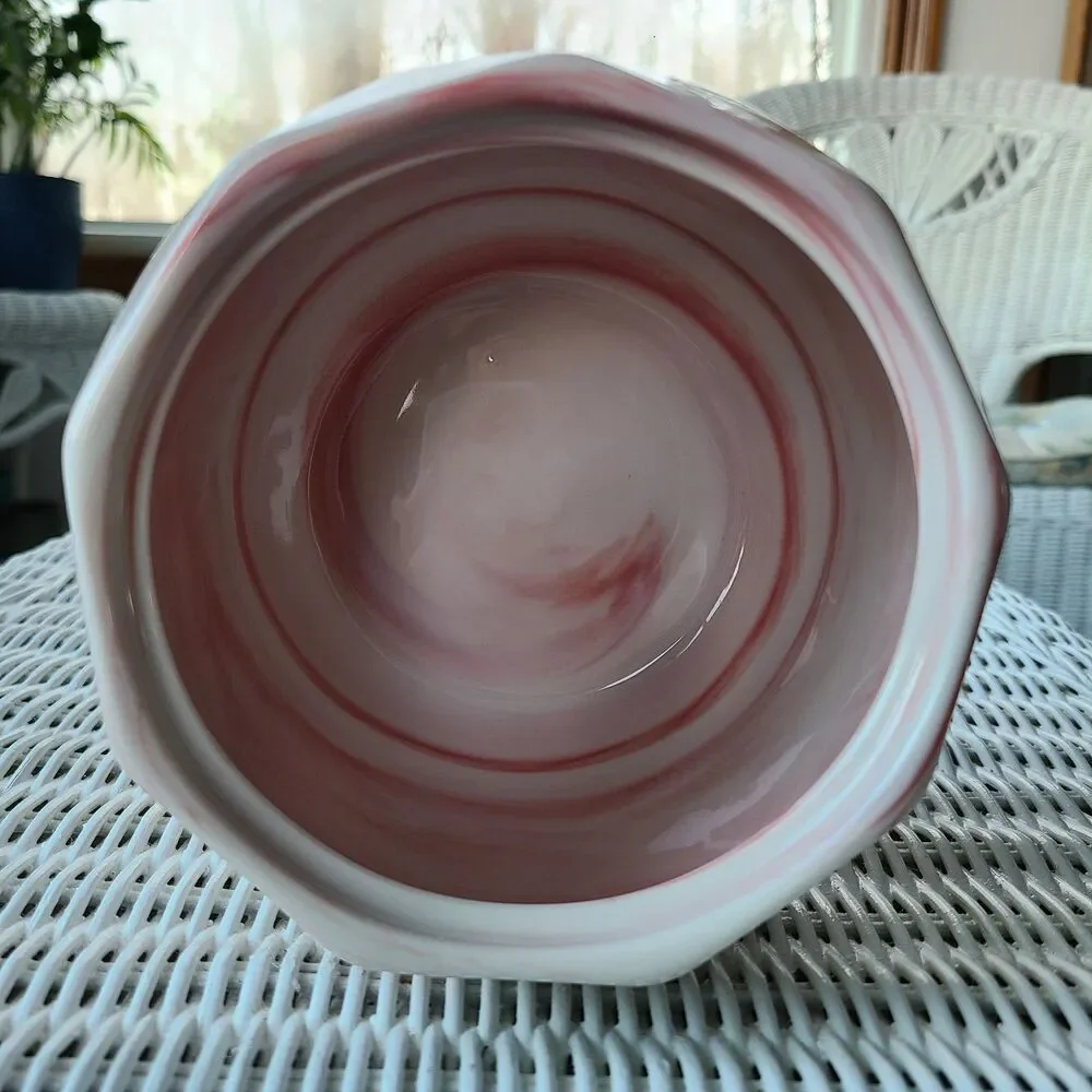 Marble Look Designer Ceramic Planter Vase Floral Foliage Pot Valentine's Day